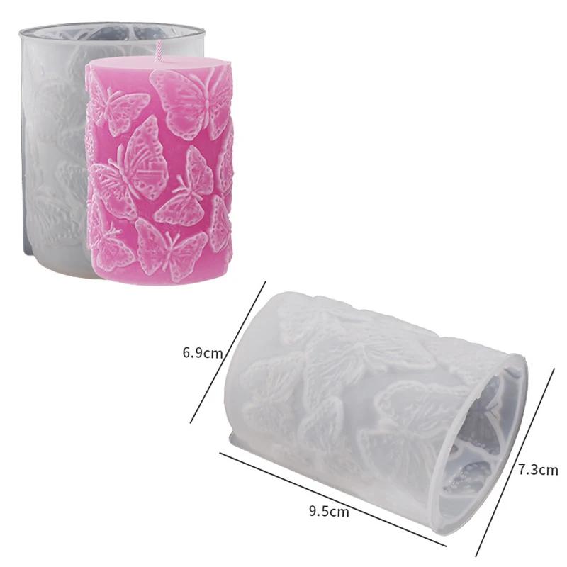 Relief 3D Schmetterling Blume Säule Silikon Kerzenform Welle Seife Harz Gips Herstellungsform DIY Handwerksform Heimdekoration Geschenk