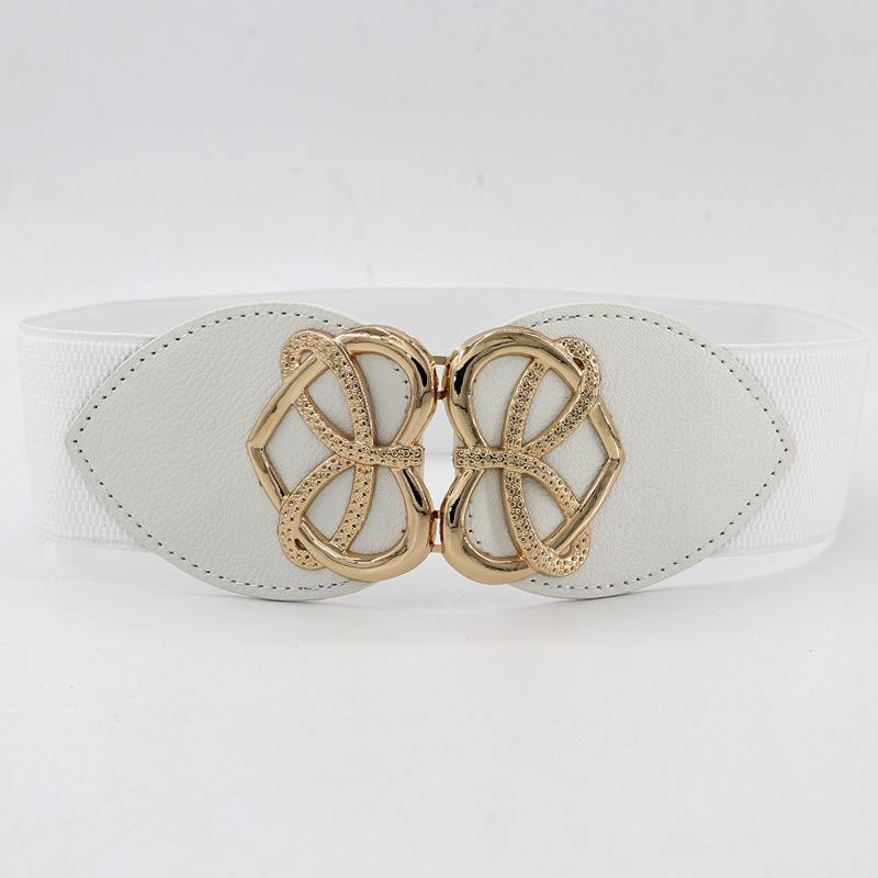 Down Jacket Decorative Belt Women'S Bright Gold Love Pair Buckle Elastic Belt Dress Wide Waist Seal Three Sizes