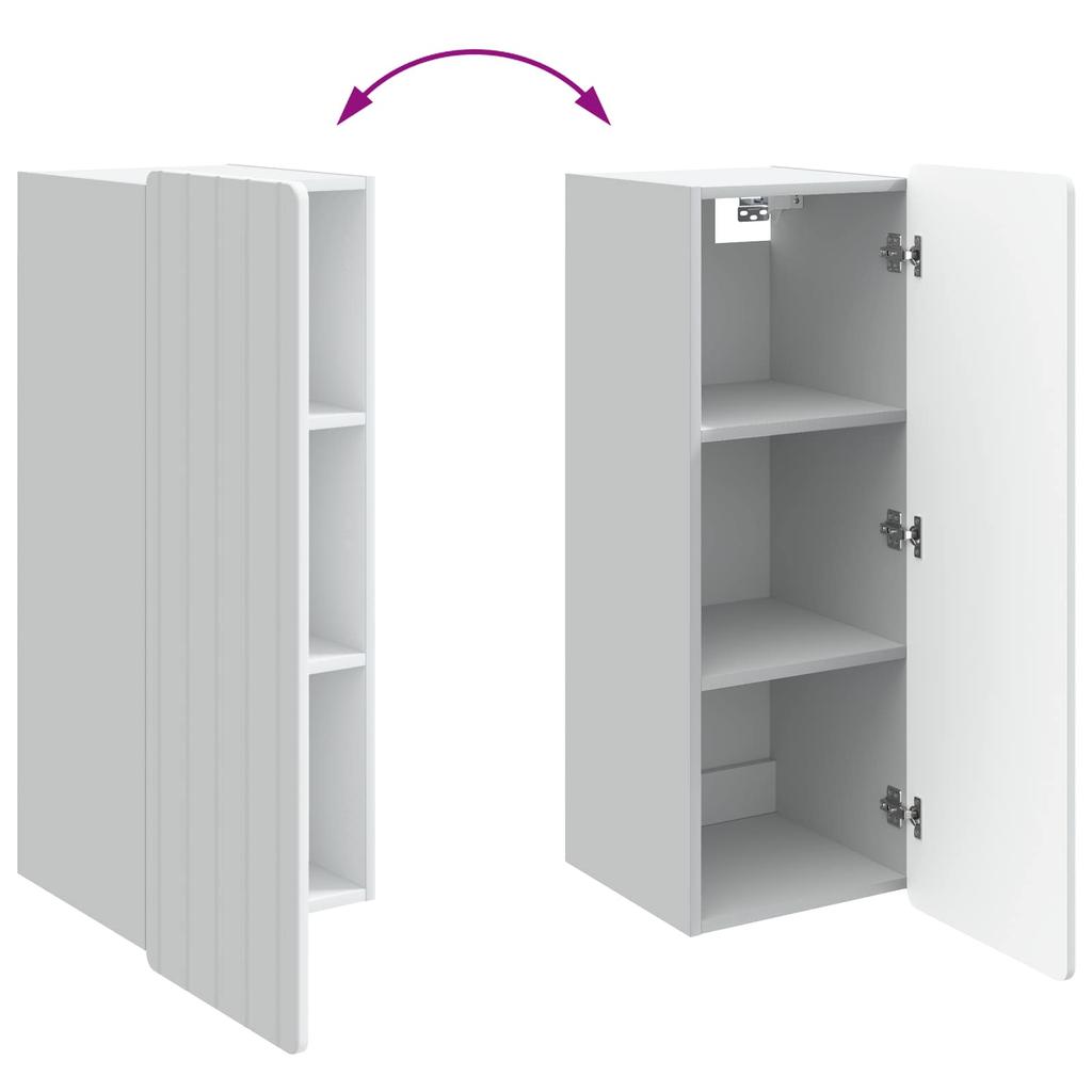 Wall Mounted Cabinet White 33 X 34.5 X 94 Cm Engineered Wood