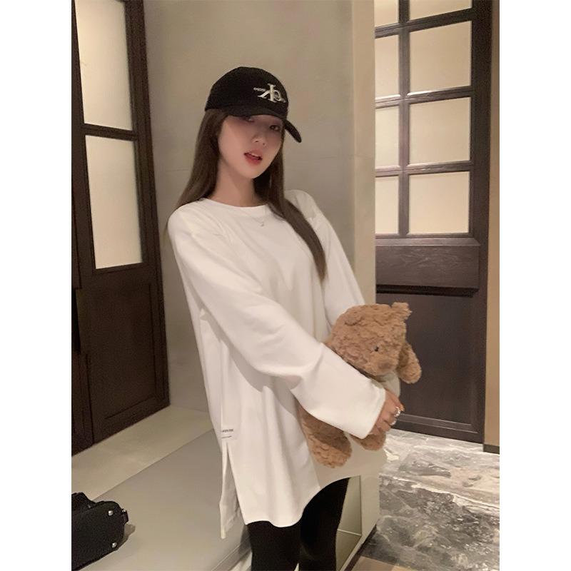 Medium and Long Stacked White Bottoming Shirt for Women's Spring, Autumn and Winter German Velvet Warm Inner Long-sleeved Shirt Simple Top