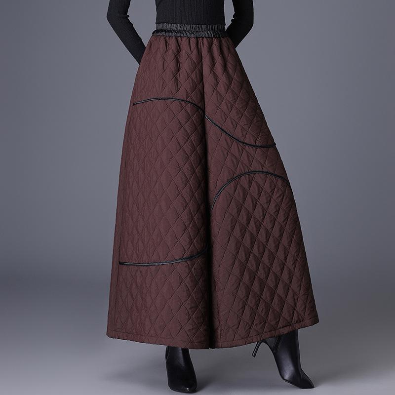 

Пуховый хлопковый наполнитель винтажный с высокой талией повседневный свободный осенне-зимний с широкими штанинами Юбка-брюки Женские свободные повседневные брюки 4XL