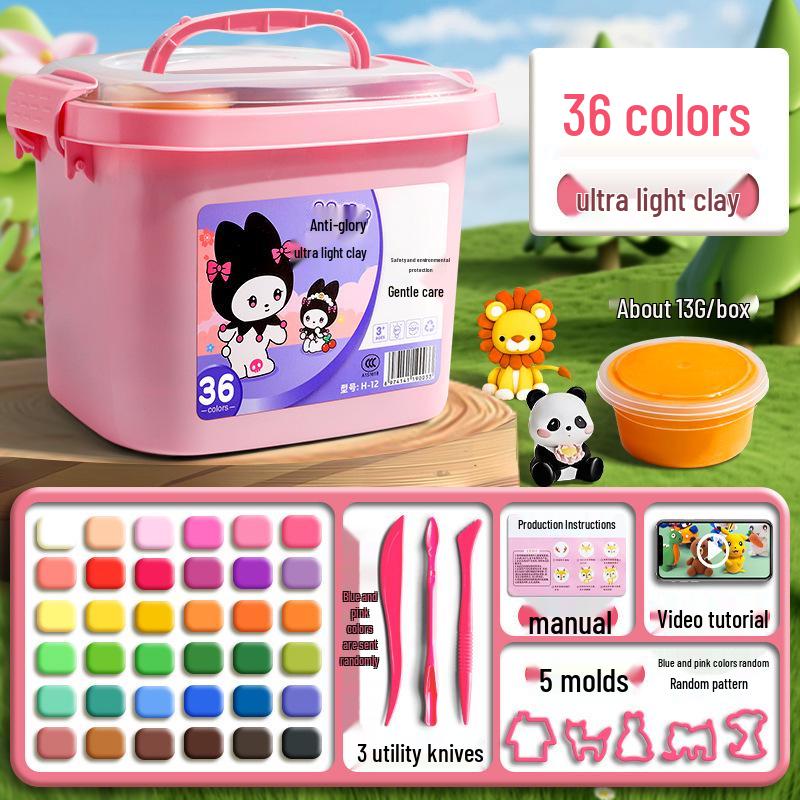 Super Light Non-Toxic Odorless Clay for Kids - 12 Colors Playdough Set
