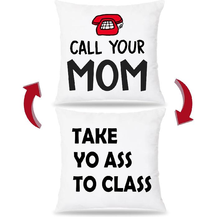 College Dorm Decor, Funny Call Your Mom Pillow Covers 18x18 Double-Sided, Back to School Gifts for Students, Gifts for College Students Girls Boys белый