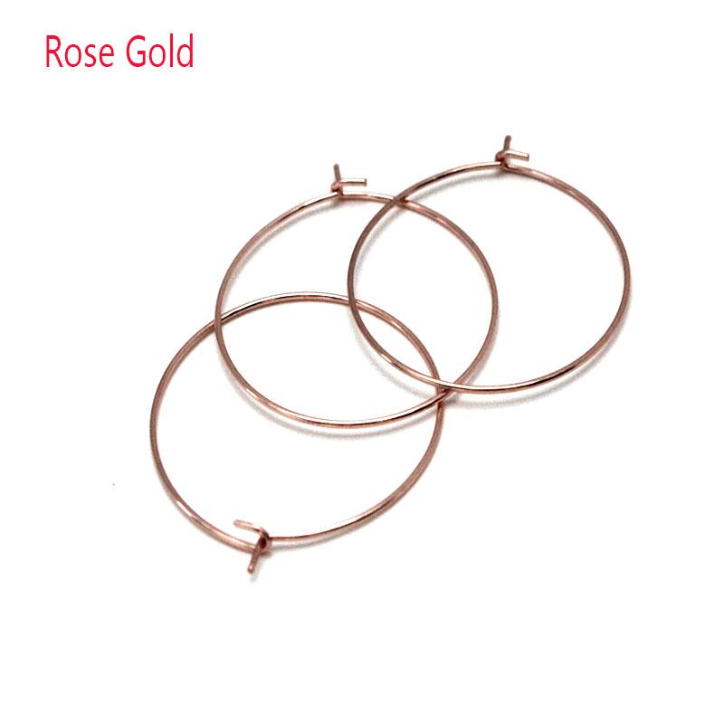 20pcs Stainless Steel Black Gold Color Hoop Earrings Findings Big Circle Ear Wire Earrings Clasp For DIY Jewelry Making Supplies