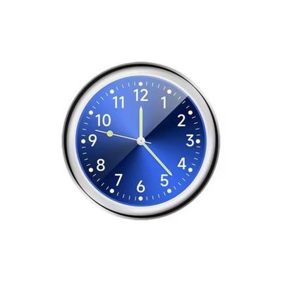 Car Watch Analog Fluorescent Small Thin Easy Install Durable Glass Car Decor Vent Dashboard Clip Adhesive (Blue)