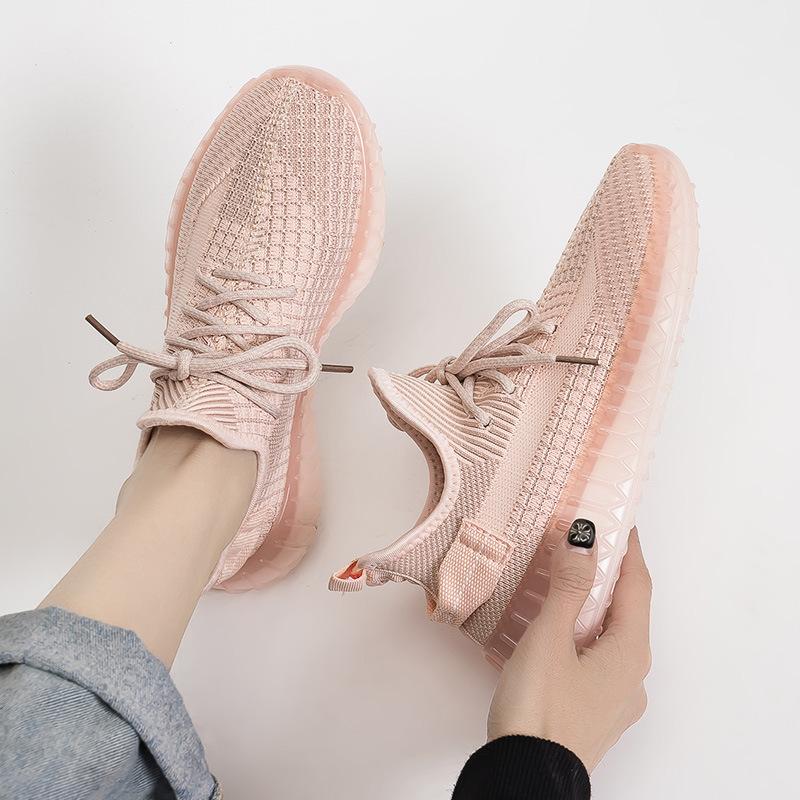 ins Korean version of couple coconut shoes women's summer new popcorn breathable fly-woven fitness running shoes