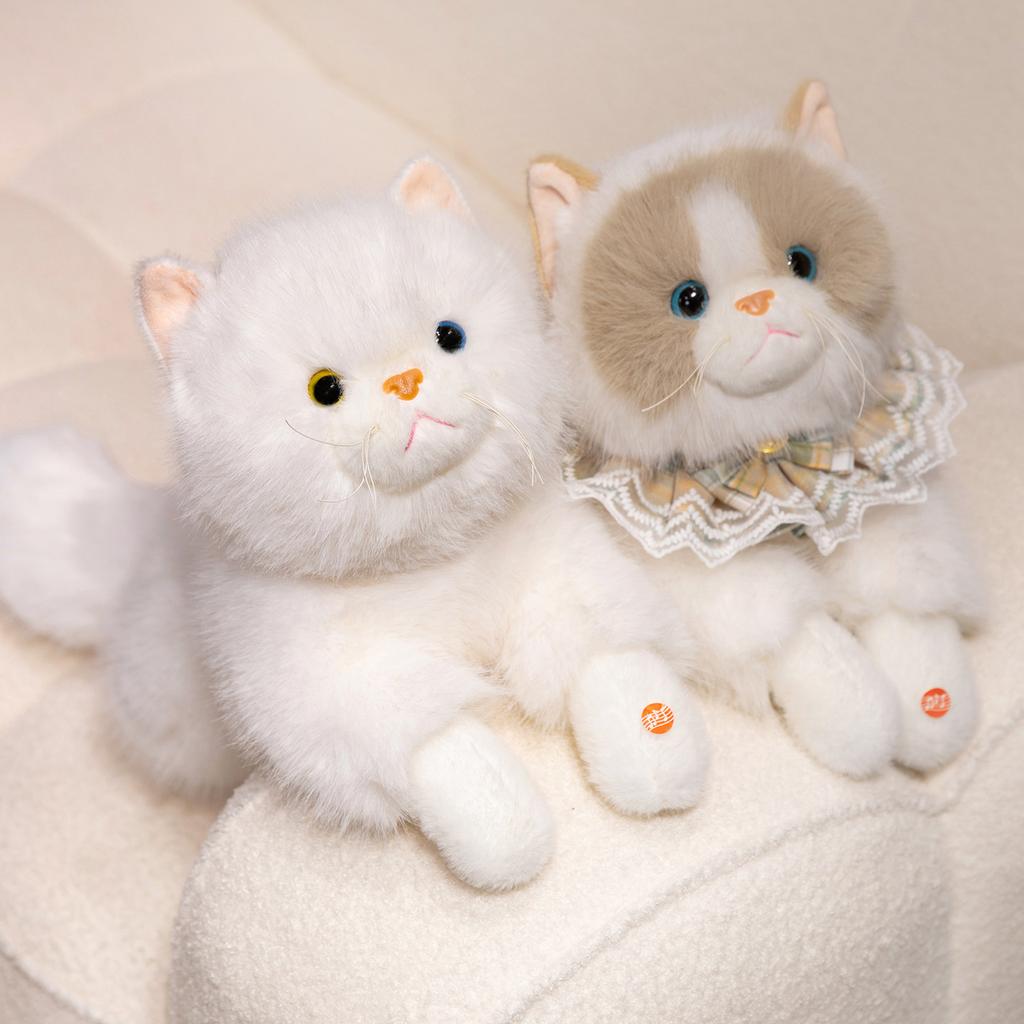 Lifelike Fuzzy Black Cat Plush Toys Realistic Fluffy Lying Cat Stuffed Animal Birthday Christmas Gifts