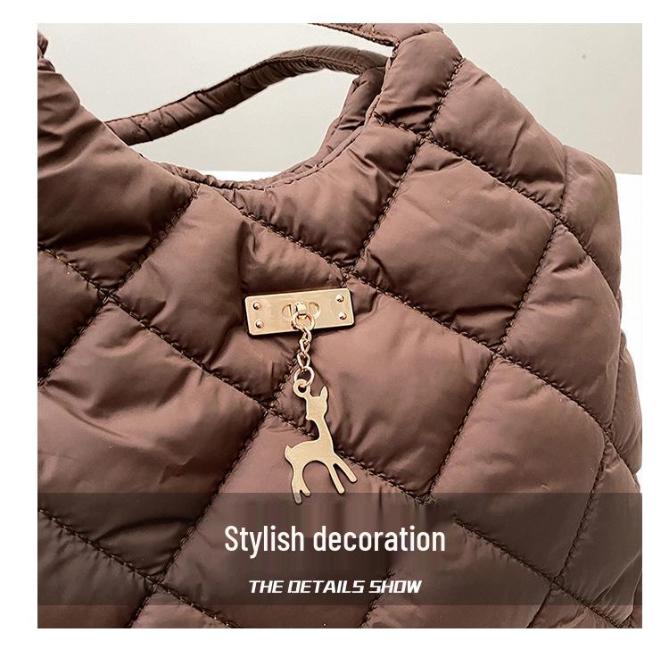 Bambi Tote: Winter 2025 Large Capacity Embroidered Quilted Handbag - Versatile Fashionable Shoulder Bag