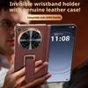 For Oppo Find N6 Case Genuine Leather Auto-Retracting Finger Grip Band Metal 270° Rotating Stand Dual Hinge Protection Cover