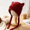 Windproof Cat Ear Knit Hat 3D Cat Ear Head Cover Korean Style Soft Beanie  Walking