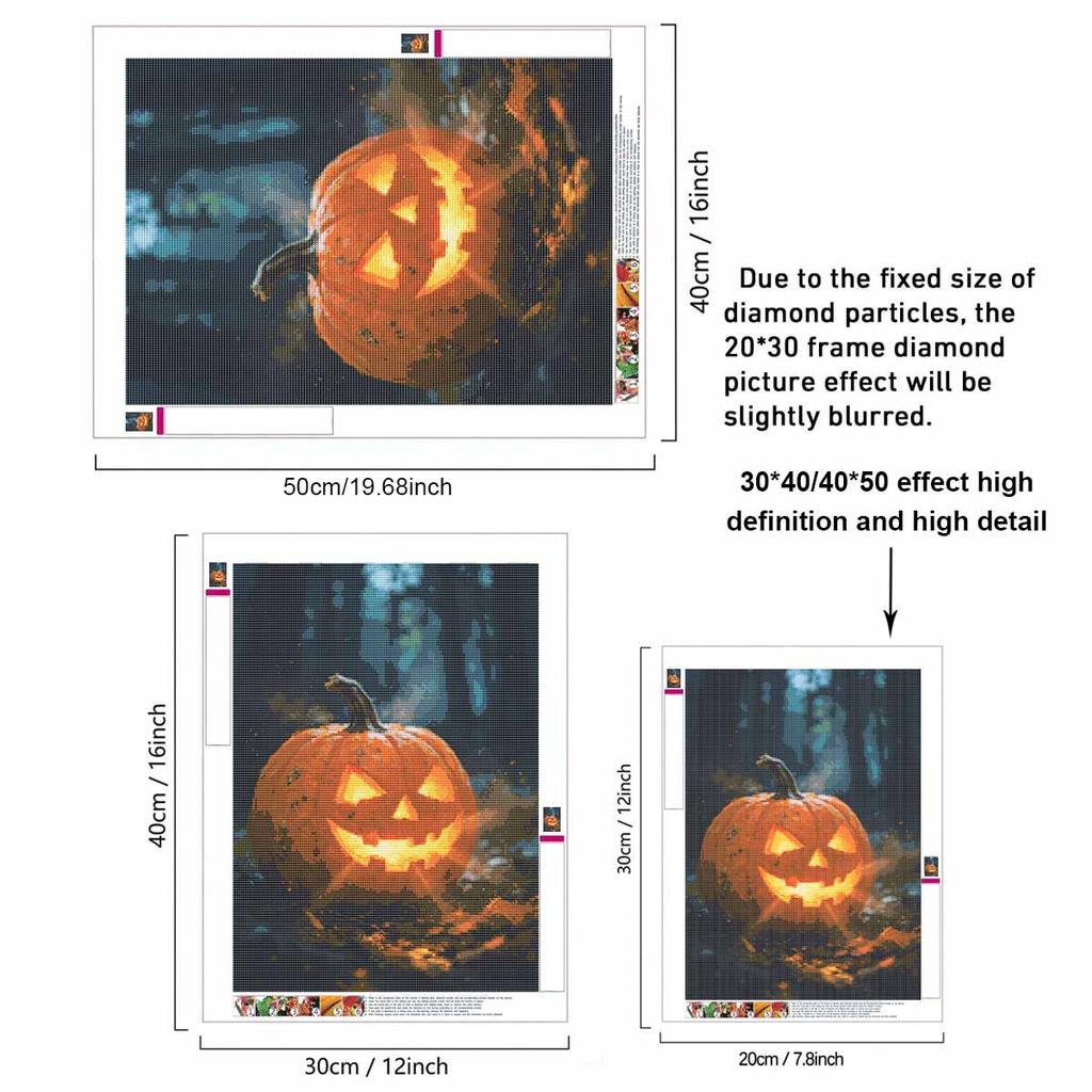 5D Diamond Art Painting Kit Spooky Halloween Pumpkin Full Drill Rhinestone Canvas Creative Craft for Home Decoration