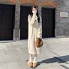 Medium and long pullover knitted top for women's autumn and winter new loose temperament lapel sweater skirt
