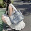 New Fashi Lazy Style Denim Shoulder Bag Casual and Simple Commuting Bag Fashiable and Versatile Tote Bag Korean Trendy