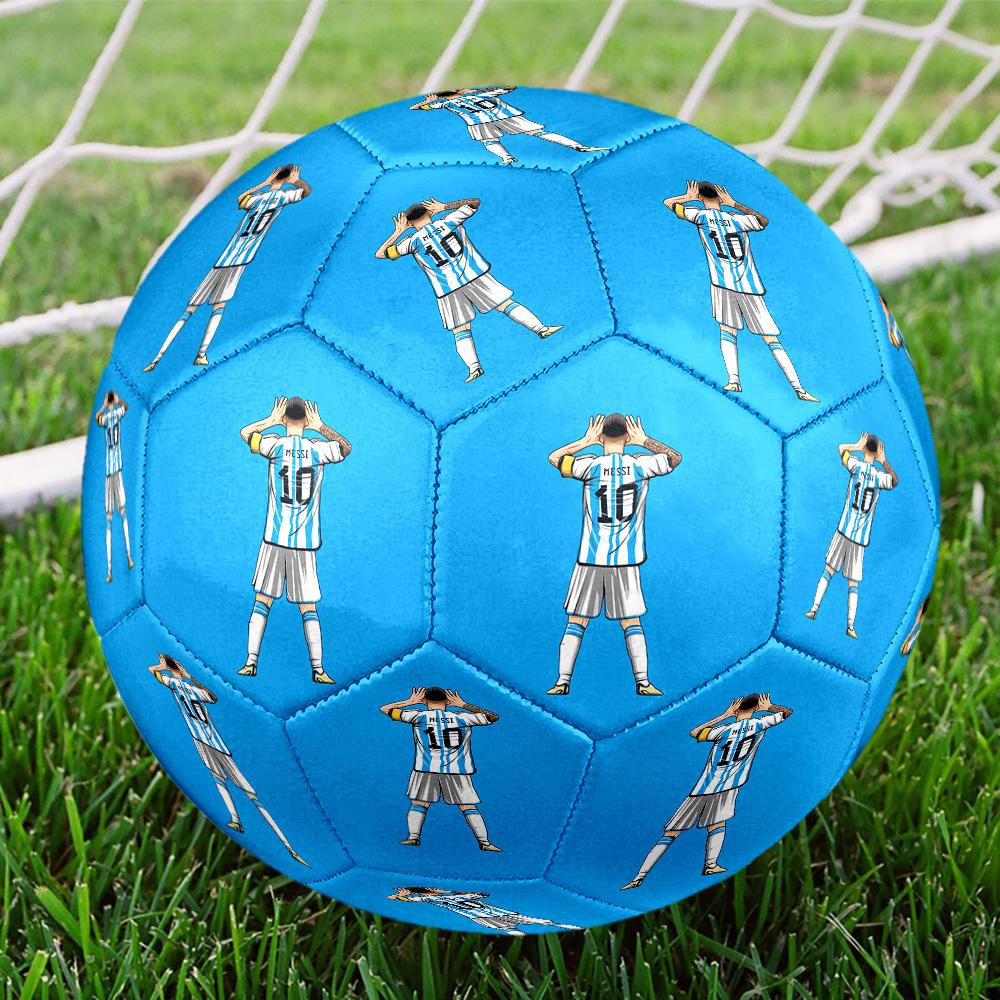 1 pz. Calcio Messi Taglia 5 Cucito a Macchina per Esterno Universale Regalo Commemorativo Perfetto per gli Amanti del Calcio