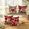 Valentine's Day Love Heart Print Home Decor Pillowcase Bedroom Living Room Sofa Decoration Polyester Cushion Cover with Zipper