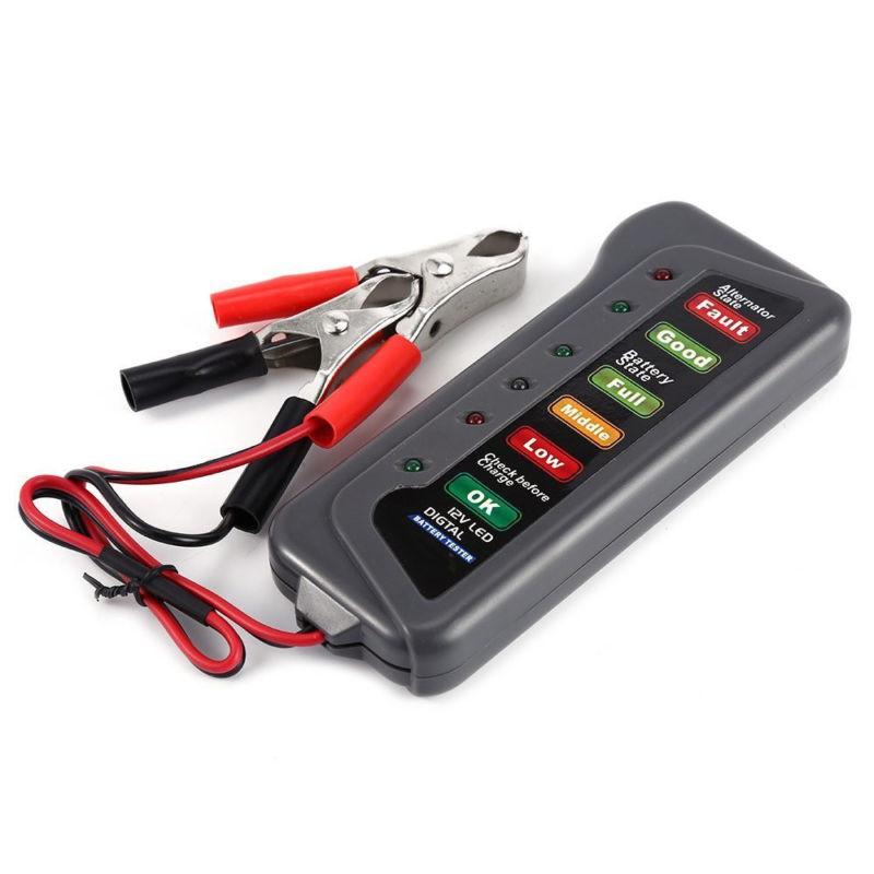 12V Battery Alternator Test Tester Car Van Motorbike 6 LED Display Indicators