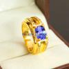 Tanzanite Oval Cut With 925 Sterling Silver Gold Plated Ring For Men's #B653 JL375686562960
