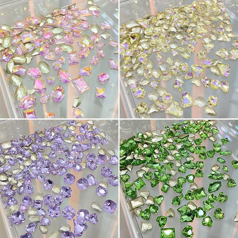 20 Buc. Mărimi Mixte Formă Diferită Unghii Cristale de Sticlă 3D Diamante Dragostea Distorsionează Inimă Farmece Super Strălucitoare Pietre Prețioase D