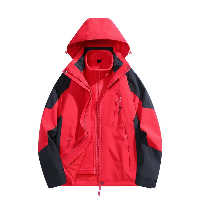 Unisex Cross-Border Three-in-One Fleece Jacket: Waterproof, Windproof, Hooded Outdoor Mountaineering Suit
