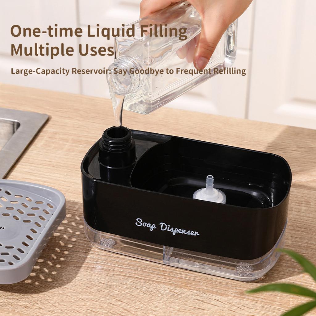 Dishwasher Dispenser, Press Type Manual Soap Dispenser, 2-in-1 Liquid Dispensing Methods, Easy To Detachable and Washable Sponge