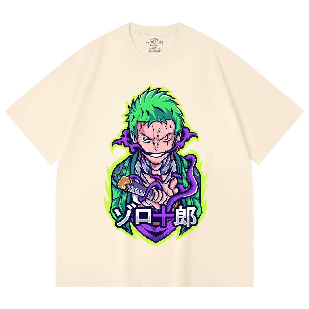 

230 г/м² 100% хлопок Цельный V80 Принт Zoro Унисекс Тяжелая хлопковая футболка XS абрикосовый
