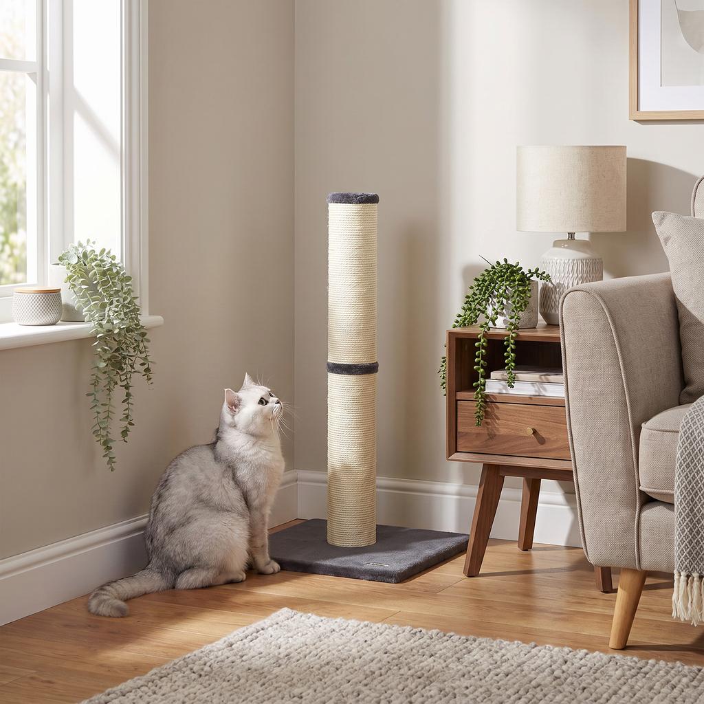 Cat Scratching Post, 80cm Tall Lightweight Claw Scratcher, Dark Grey