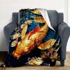 Golden Carp Flannel Blanket Throw Blanket Soft Warm Sofa Bed Camping Home Decor Unique Christmas Gift C926716
