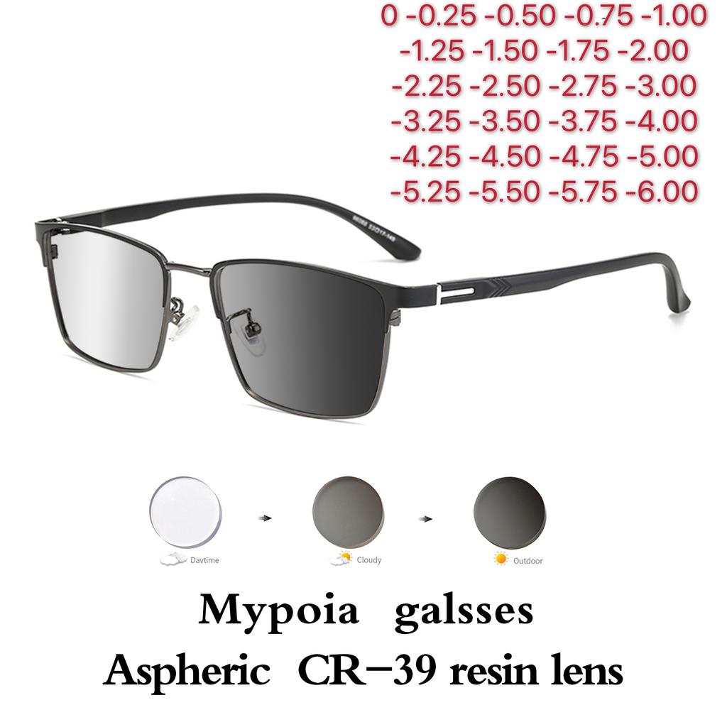 Photochromic Glasses for Men Women Myopia Eyewear Students Lightweight Adjustable 0 to -6 Diopter