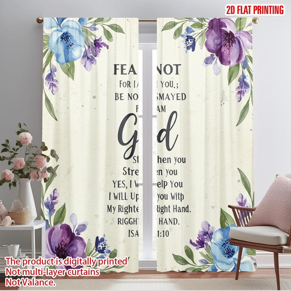 

2pcs 2D flat printing Drapes Fear Not I Am Your God Polyester Without Electricity 0 Perfect for Indoor Celebrations Studio 52.50×116.00 CM 2pcs