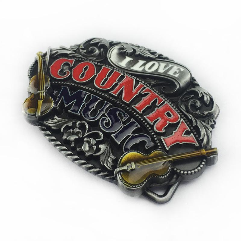 Country Music Guitar Belt Buckle - Rock Band Style for Jeans
