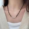 Tiger Eye Beaded Necklace Women Vintage Aesthetic Minimalist Clavicle Chain Fashion Jewelry