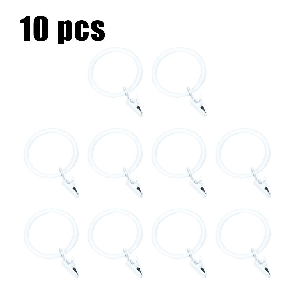 Sturdy Metal Curtain Rings with Clips 10 Pack Hooks for Voile Net 50mm Diameter
