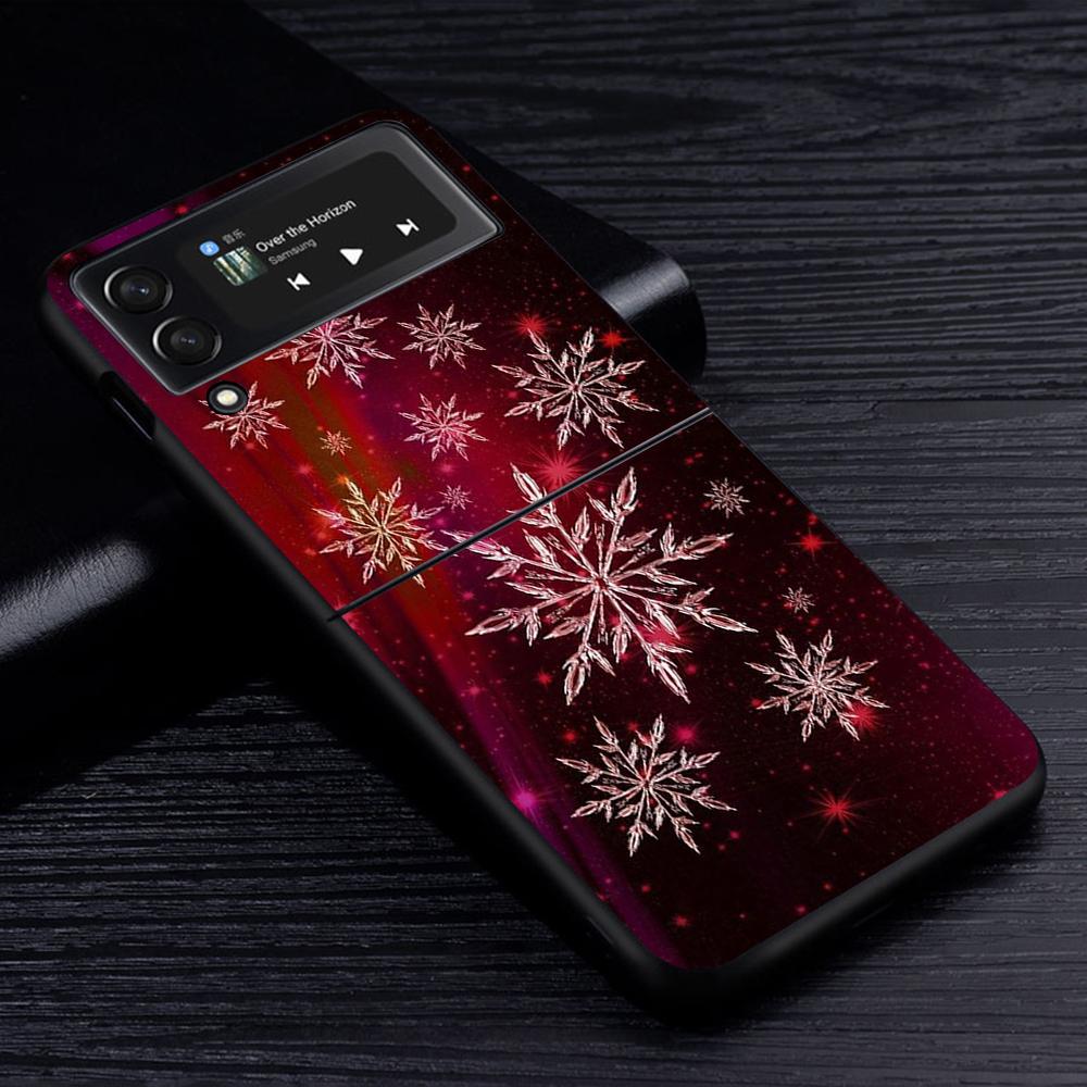 

Рождественский чехол-снежинка для Samsung Galaxy Z Flip3 5G Flip4 Черный Жесткий Чехол для телефона Z Flip 3 4 Роскошный ПК Чехол Zflip3 Coque Samsung Z Flip3 5G