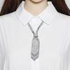 Unique Double Layer Rhinestones Tie Necklace Uniform Suit Tie Sexy Tie Encrusted Rhinestones Long Necklace