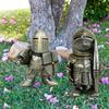 New Knight Gnomes Guard Sculpture Decor Medieval Knight of The Cross Templar Crusader Figurine Suit of Armor Home Resin Decor