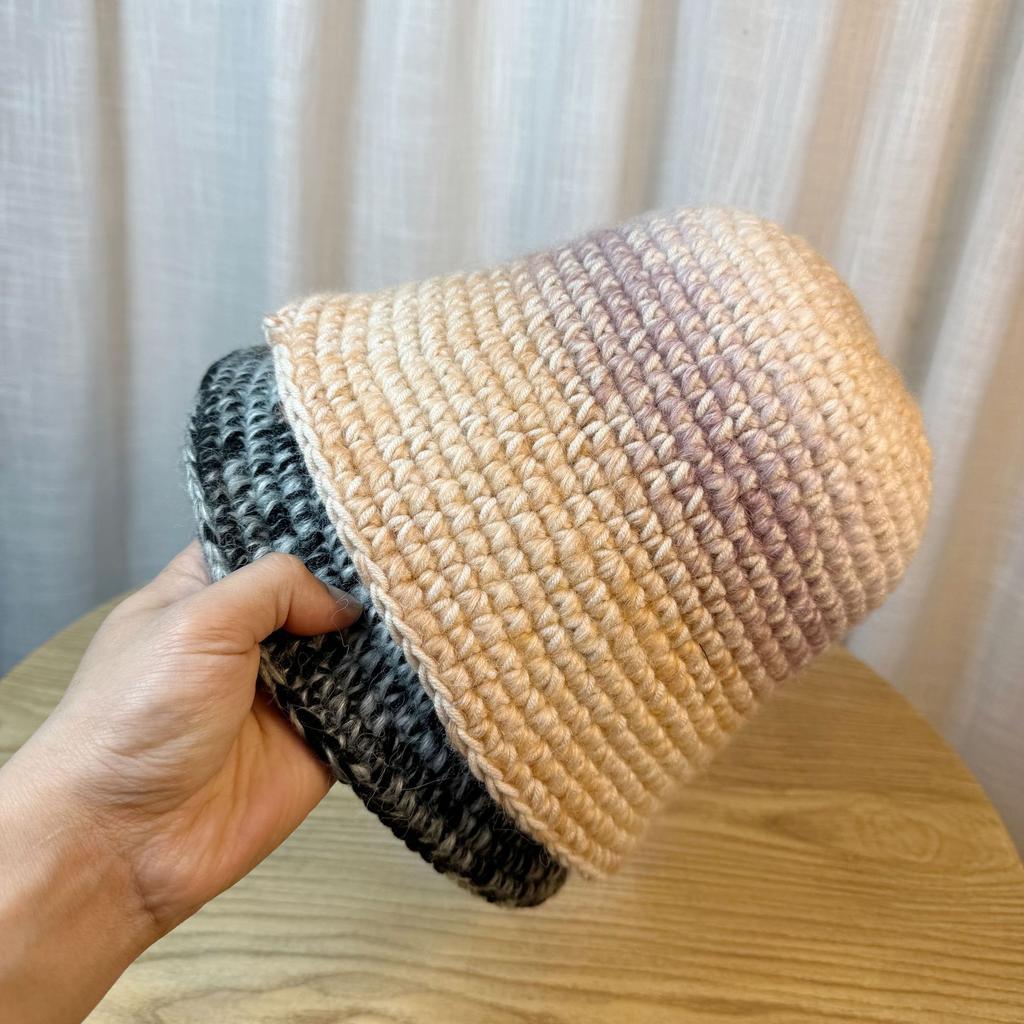 Colorful Gradient Knitted Woolen Hat for Women in Spring and Autumn Small Fisherman Hat with No Makeup Versatile and Comfortable Big Head Basin Hat