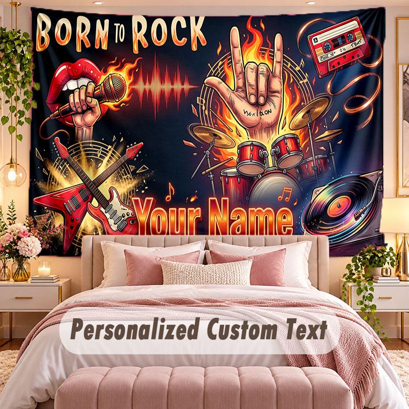 Music General (59) Theme Wall Tapestry Customized With Name Text Personalized Hanging Tapestry For Bedroom Living Room Decor