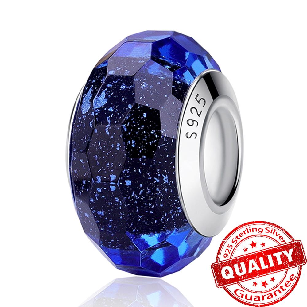 Copper Sparkling Crossover Star Shape Bead Charms Galaxy Blue Star Shape Murano Glass Charm Fits 3mm Bracelets Necklaces