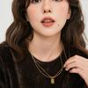 Vintage geometric square brand love zircon necklace women's niche double-layer snake bone chain sweater