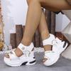 Women'S Platform Casual Sandals with Adjustable Hook and Loop Strap Breathable Mesh Upper
