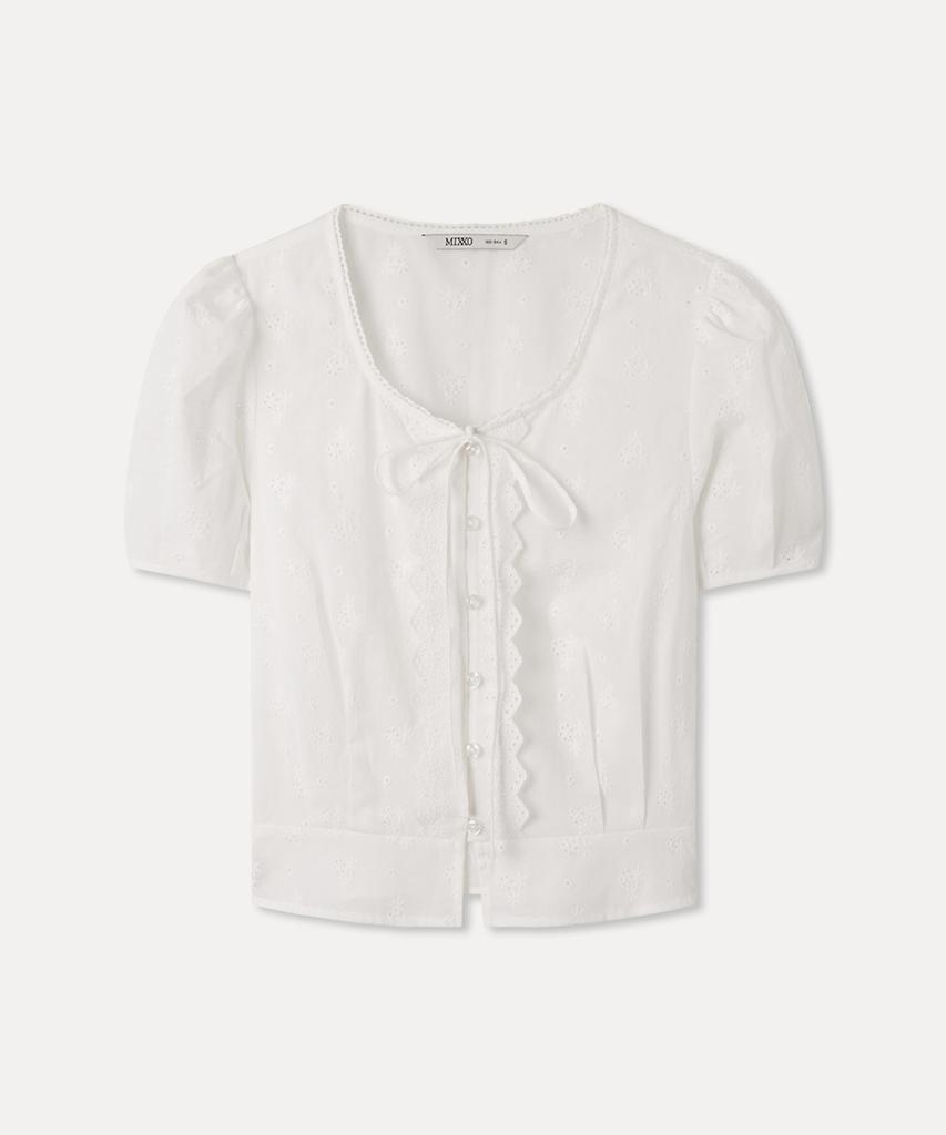 MIXXO Eyelet Puff Blouse_Miwbwg601G