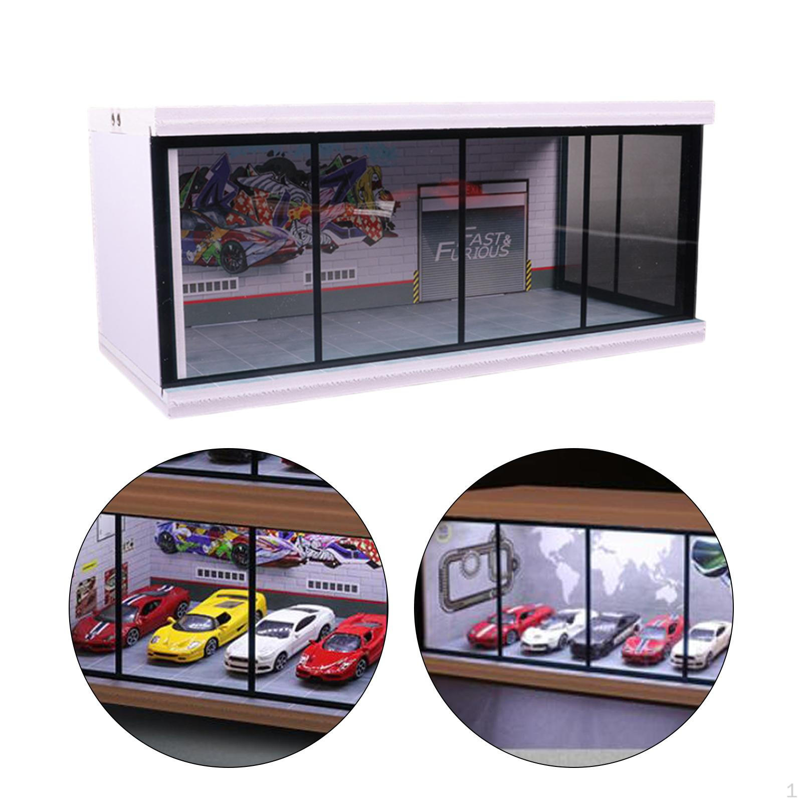 

1:64 Коллекционная витрина для парковки, Встроенная светодиодная защита для литых автомобилей для куклы graffiti wall