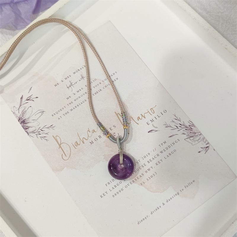 

Natural amethyst safety buckle necklace necklace 70cm