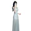French Green Off-the-shoulder Mesh Dress Women's Clothing Summer 2026 New Temperament Waist Thin Hip-wrapped Dress