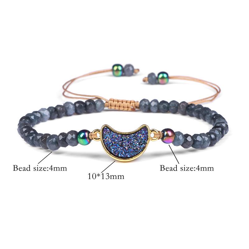 Ladies Bracelet Natural Stone Wheel Beads Friends Gift Crystal Cluster Adjustable Woven Starry Sky Moon And Heart Bracelet