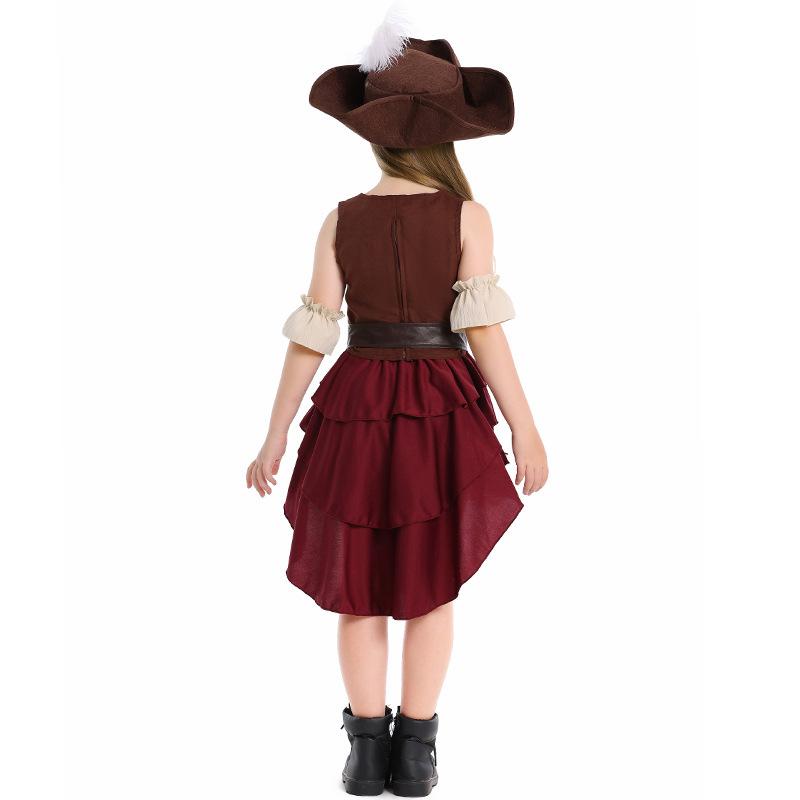 Kids Girls Somali Pirate Dress Halloween Cosplay Game Stage Performance Costume