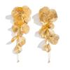 Orecchini Pendenti con Fiori a Petali Grandi Color Oro Esagerato per Donne Classici in Metallo Lunghi Pendenti Piercing Accessori Y2K Nuovo