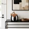 Halloween Pumpkin Decor Black And White Striped Ornament, Retro Style Resin Sturdy Indoor Desktop Decoration Tabletop Centerpiece, Ornament