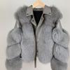 New Whole Leather Imitation Fox Fur Imitation Fur Jacket Women's Fashion Locomotive Short Light Coat Pink