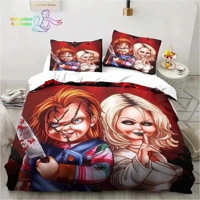 Lujo Nuevo Estampado 3D Película de Terror Chucky Juego de Ropa de Cama Individual Twin Full Queen King Tamaño Juego de Cama Dormitorio Adulto Niño Ropa de Cama Regalo